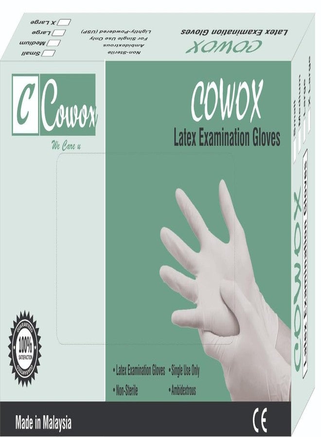 Cowox Latex Powder Free Multipurpose Uses White Hand Gloves For Kitchen/Cleaning/Gardening/Food Grade/Non Tearable||Size-M,100 Pieces, Latex - Image 1